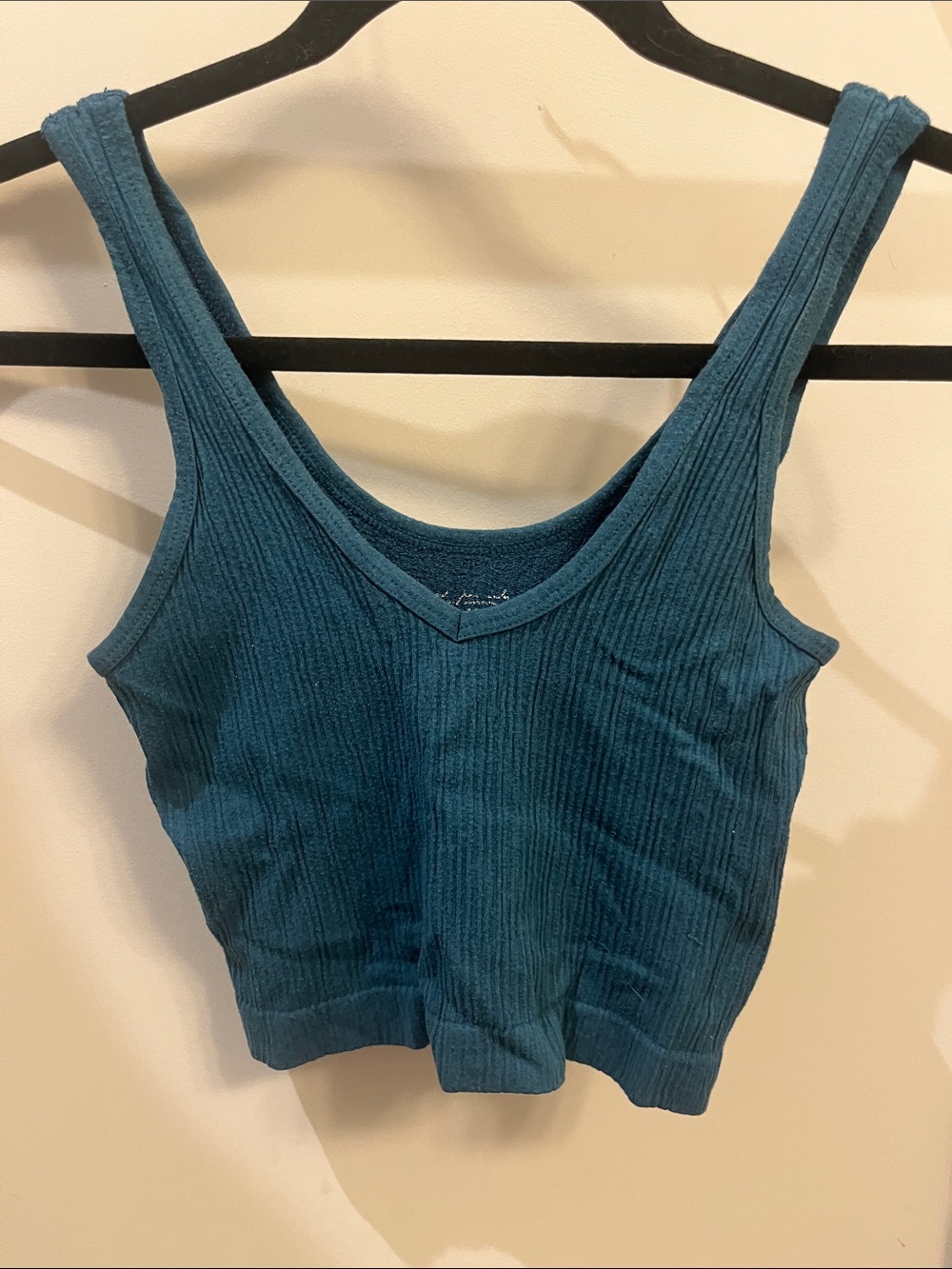 Teal Ribbed V-Neck Tank Top